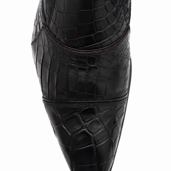 Caporicci 202 Luxury Italian Shoes Black Alligator Cap-Toe Loafers US 10.5 - Picture 15 of 16